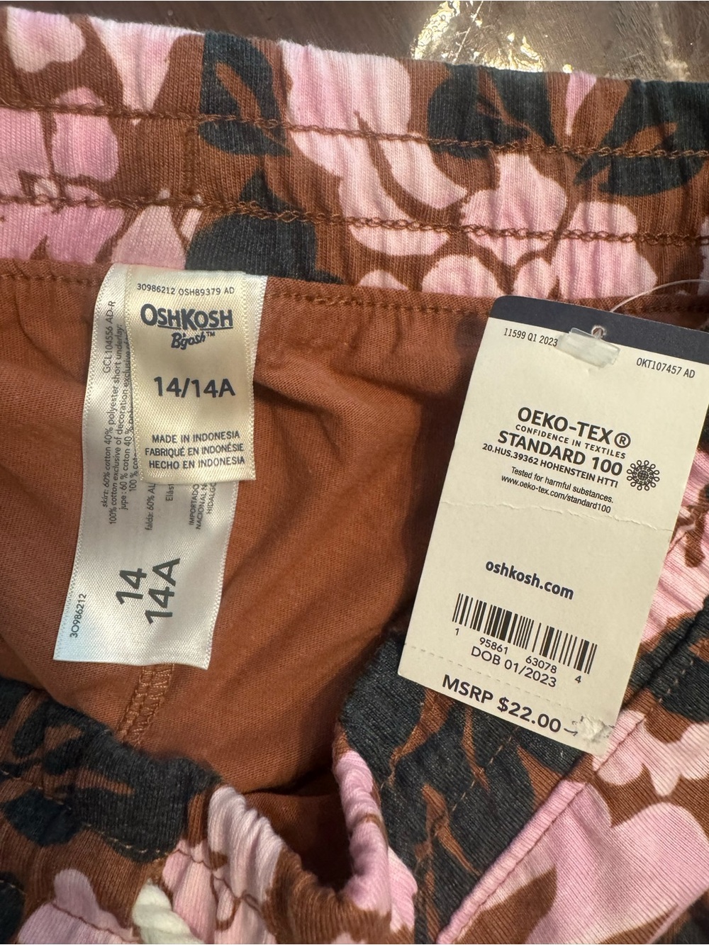 OshKosh B'gosh Pink, Brown & Black Floral Skirt - Picture 3 of 4